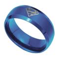 Blue Titanium Superman Logo Ring For Men And Boys(Unisex). 
