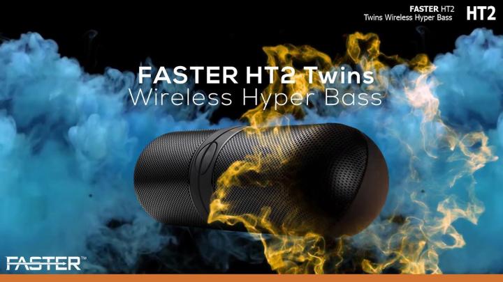 FASTER HT2 Twins Wireless Hyper Bass Speaker with Portable Stereo Sound ...