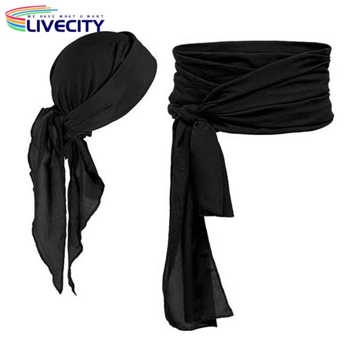 Pirate Costume Essentials Pirate Costume Set for Parties Halloween Lightweight Cosplay Outfit with Headscarf Belt Perfect for Stage Shows Christmas Pirate Costume Accessories