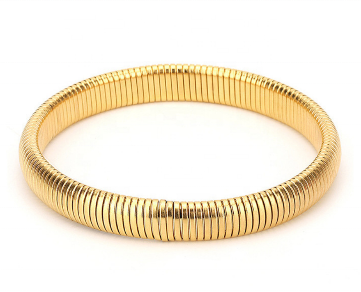 Stainless Steel Men Elastic Bangle Bracelet Women Wrist Bangle Gold color Wristband Stretch Chain Bracelet