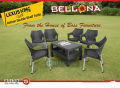 BELLONA BY BOSS Set Of 6 Ratan Plastic Chairs Outdoor/ Garden Plastic Chairs And Stylish Plastic Table - Dark grey. 