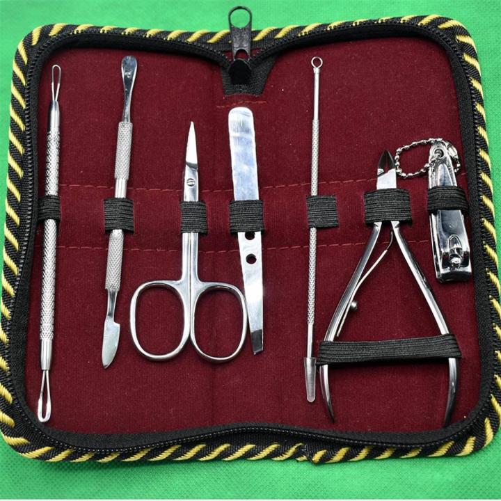 8 Pieces Manicure Pedicure Grooming Kit Set For Professional Finger & Toe Nail Care Scissors Clipper with Leather Case Stainless Steel Portable Travel Nail Kit For Men and Women
