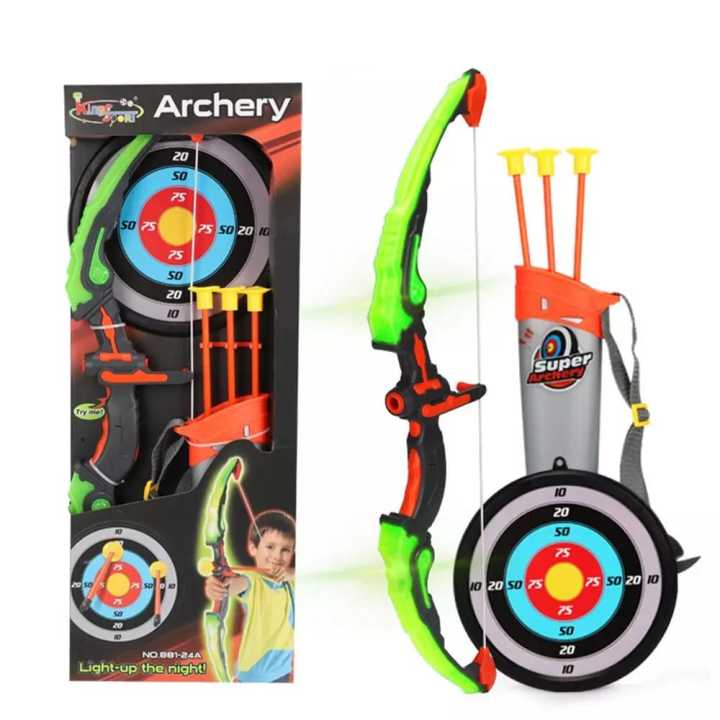 Light Up Archery Bow and Arrow Toy Set for Boys Girls With 3 Suction Cup Arrows