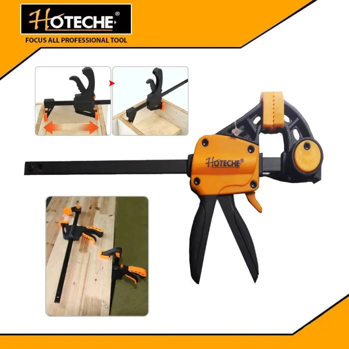 Hoteche%20Woodworking%20Clip%20Bar%20F%20Clamp%20Grip%20Quick%20Ratchet%20Release%20Squeeze%20Tools%206%20inch%20-%20Image%203