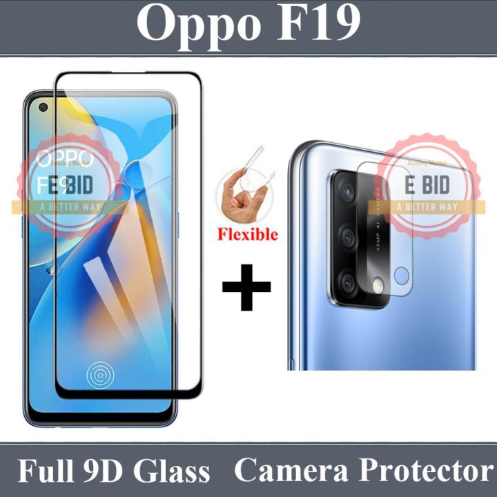 Oppo F19 Glass Protector 9D|5D|6D|10D|11D|21D Black Tempered Glass Screen Protector Full Glue Edge To Edge + Back Camera 9H Gorilla Flexible Protector For Oppo F19