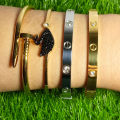 Black Bracelets Crystal Studded Stainless Steel Lucky Bracelet for girls Stainless steel bracelet for women Fashion Jewellery shinny. 