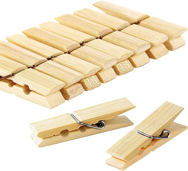 Pack of 60 Wooden Clothes Pegs Made of Bamboo Wooden Clothes Pegs ...