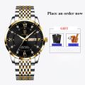 Men Watch Stainless Steel Top Quailty Luxury Push Button Hidden Clasp Waterproof Luminous Date Week Sport Wrist Watches. 