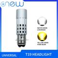 1 【Footprint】 Onew Motorcycle T19 Led Headlight Bulbs High And Low Dual Color White+Yellow. 
