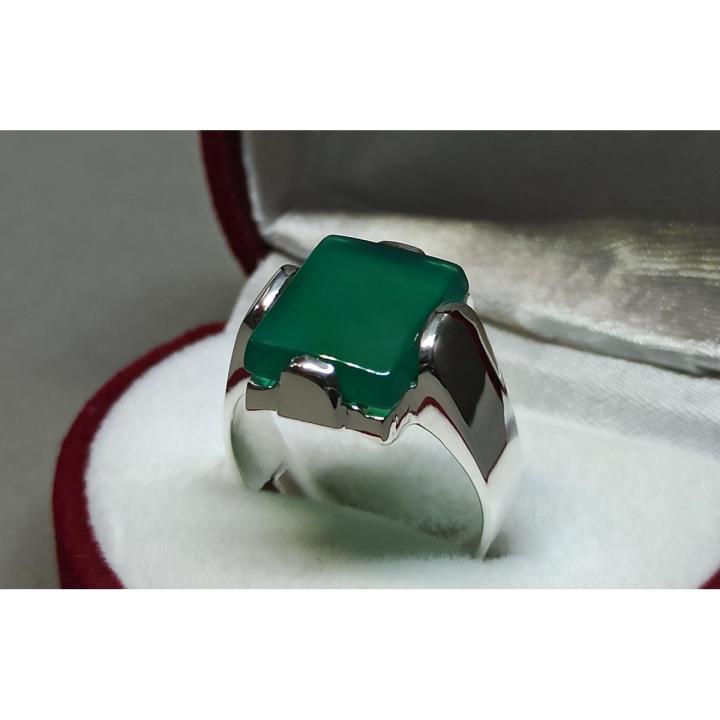 Natural Mens Green Aqeeq Ring Sterling Silver 925 Green Onyx Ring Women Green Agate Ring Handmade Green Carnelian Ring Real Green Akik Ring Original Gemstone Ring For Men