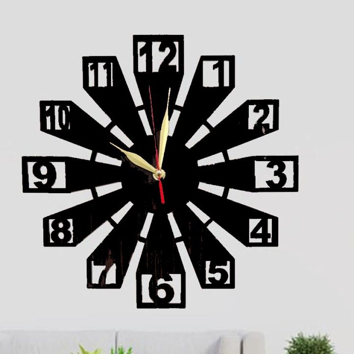 3d Wooden Wall Clock for Home and Offices, 3D Design Dark brown And Black wooden 3d laser cut wall clock (12x12 inch)