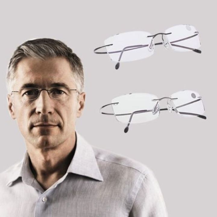 1PC Classic Ultralight Rimless Memory Titanium Magnetic Reading Glasses Men Women Presbyopic Eyeglasses Strength +1.0~+4.0