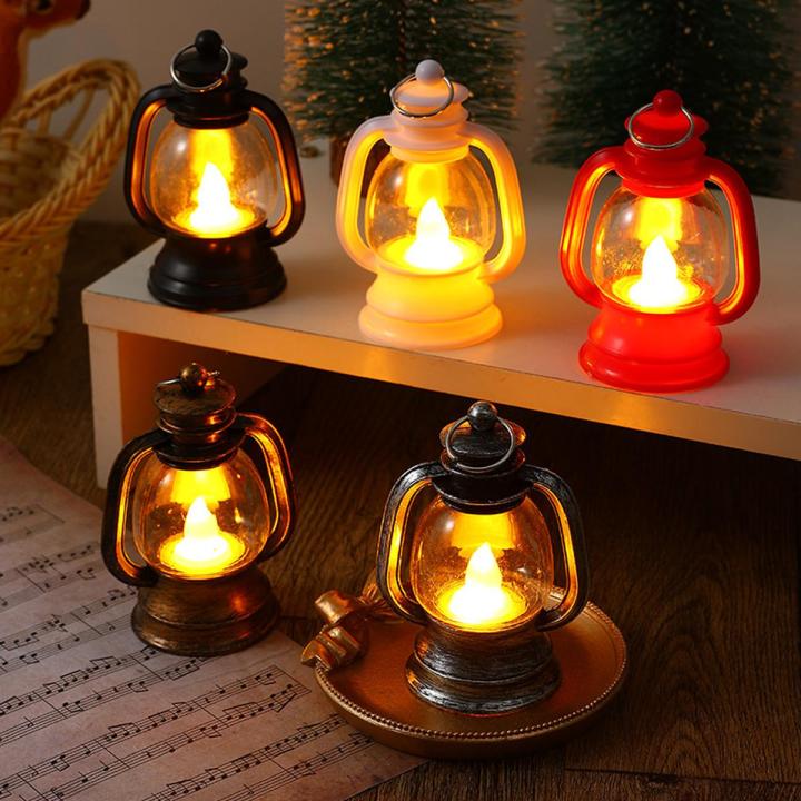 Small Oil Lamp Electric Lamp Durable Retro Led Oil Lantern Beautiful Multifunctional Night with Warm Light Xmas Decoration Fine Workmanship Oil Lamp