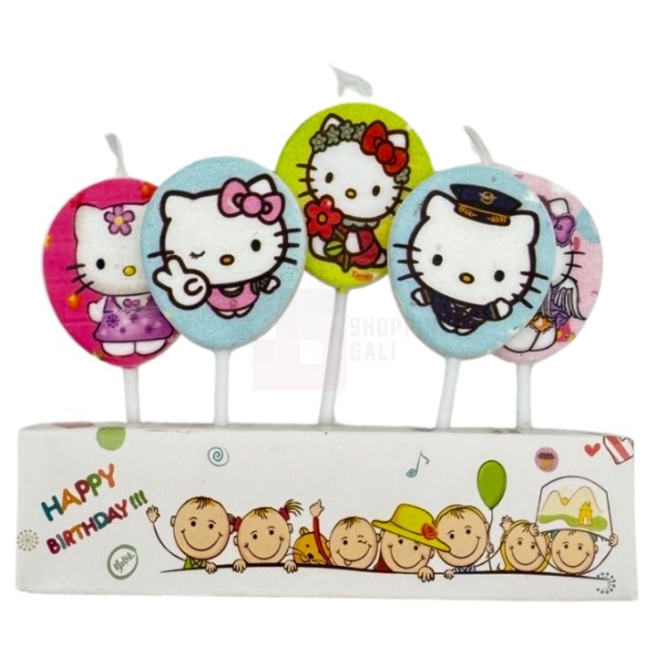Hello Kitty Candles - Cake Decoration Candles - Multi Colors - Girls Theme - Pack Of 5 Candles
