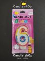 Rainbow Color Outline Number 6 Birthday Candle Birthday Cake Decors Party Candle shOp. 