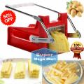 Potato Chips Cutter - French Fries Potato Chipper Machine - Interchangeable Steel Blades - 25 & 49 Slicer - French Fry Potato Chipper + 2 Blades - Vegetable Fruit Cutter - Homemade Chips Maker. 