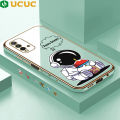 Free Lanyard of UCUC for Redmi 9T Case Cute Cartoon Drink Astronaut Luxury 6D Plating Soft Casing Silicone Ultra Thin Phone Cover. 