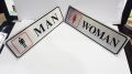 (1 or 2 Set) MAN WOMAN Name Plate - Imported Self-Adhesive Aluminum Sign Plate (7 x 2 inch). 