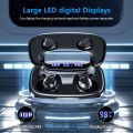 Wireless  Bluetooth Earphones/Headphones, 180H Playtime Ear Buds IPX8 Waterproof Bluetooth Earphones, in-Ear Headphones with LED Display Touch Control for Sport/Work Model U-AIR4(Black). 