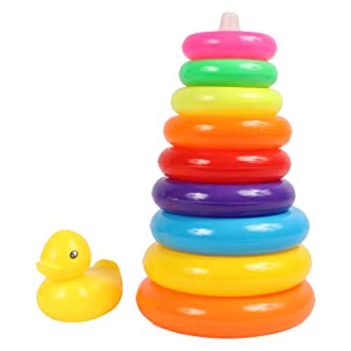 Ring Tower | Colorful Rainbow ring tower stacker - Ring Toy for kids (pure plastic material)12 inches
