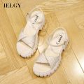 IELGY cake thick-soled sandals women's niche ladies all-match flat-bottom sports temperament women's shoes. 