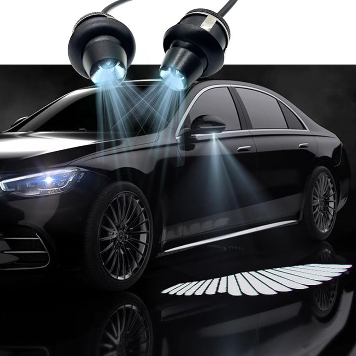 2 PCS Wings Light for Bike and Car Rearview Mirror Welcome Lights, Wings Light for Car, Bike Lights in Red, Blue and White color, Angel Wing Courtesy Puddle Light, Side Mirror Projector Lights Car Accessories for All Brands & Models