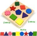 GYBBER&MUMU Wooden Preschool Colorful Shape Puzzle. 