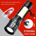 USB Rechargeable Waterproof Zoomable LED Flashlight Torch Tial Clip - Flashlight Rechargeable Telescopic Zoom Torch Mini LED Light & Cable. 