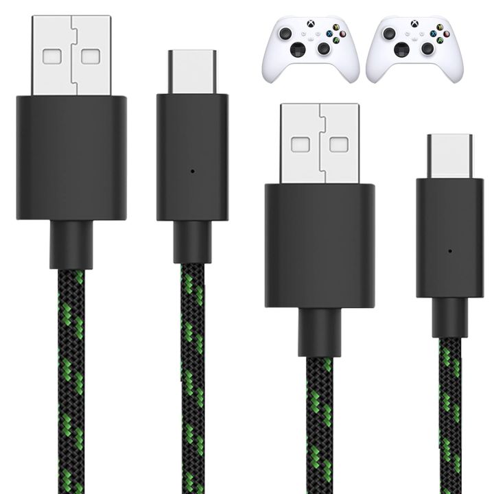 Xbox Controller Charger Cord for Series X - 10' Nylon Braided USB C Charging Cable, Compatible w/Android Samsung Galaxy, PS5 (Pack of 2)