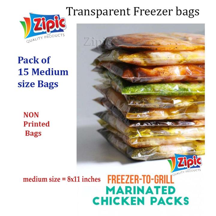 Pack of 15 medium size Transparent Freezer bag Zip Lock bag