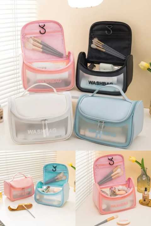 Waterproof Transparent Travel Cosmetic Zipper Storage Bag for Women Toiletry Organizer Bag Medicine Box Baby Travel Bag Organizer Pouch Hanging Bag