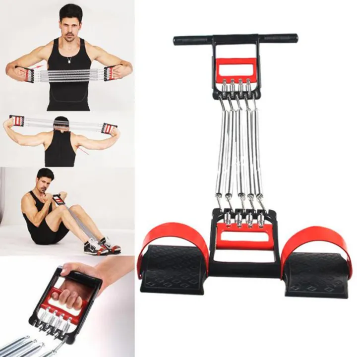 Chest Expander with 5 Metal Springs , Chest and Arm Training Tool for ...