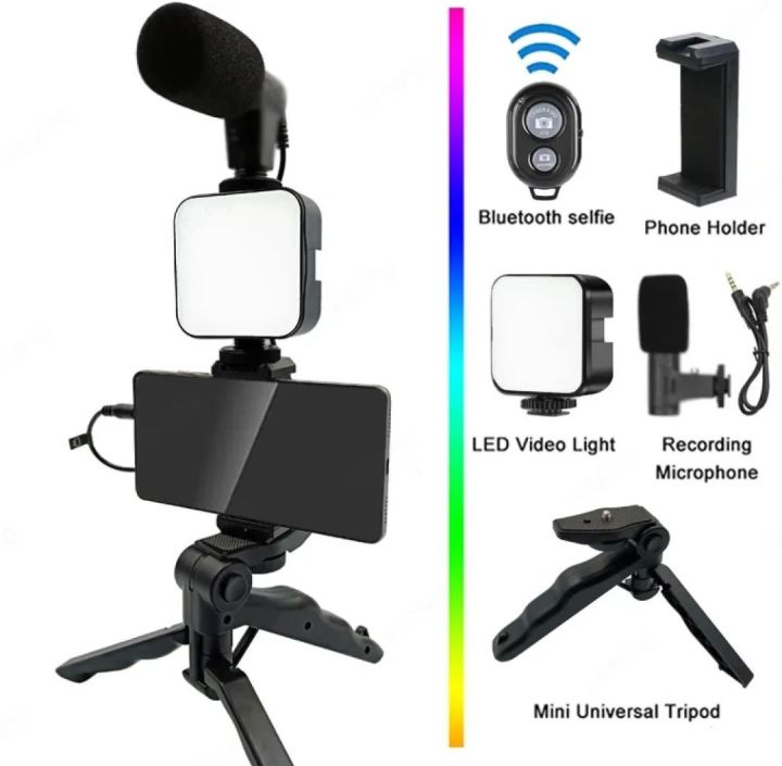 Vlogging%20Kit%20Accessories%20for%20Mobile%20Phone%20DSLR%20Camera%20Video%20Recording%20with%20Tripod%20Shoot%20Mic%20360%20LED%20Remote%20Selfie%20Light%20for%20Live%20Streaming%20Short%20Film%20-%20Image%205