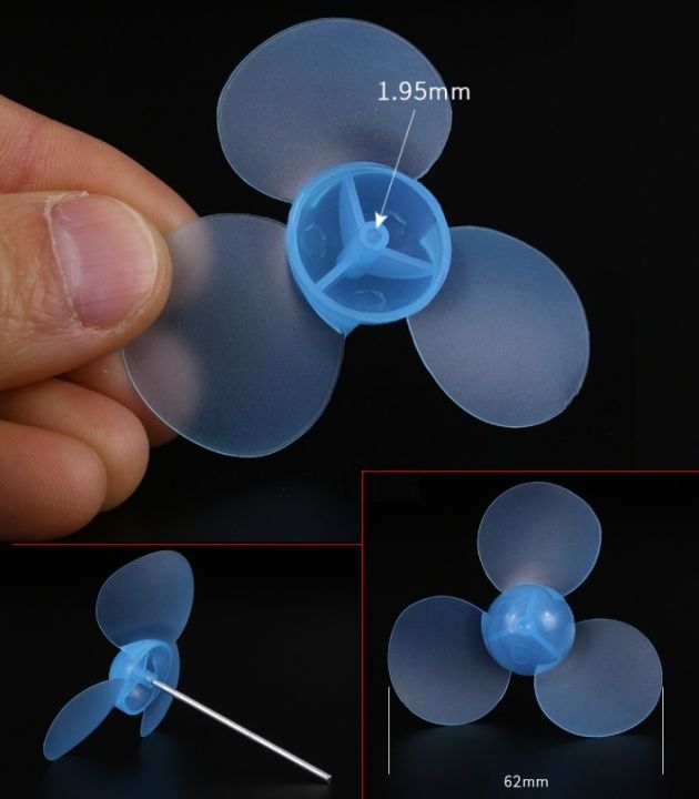 3pcs 623Y2A soft blue 62mm toy fan blade propeller three-blade propeller fan blade