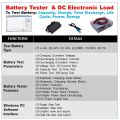 Battery Tester  & DC Electronic Load, Battery charge discharge analyzer, Battery life cycle tester, Battery capacity tester, Battery cell tester.. 