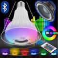 Bluetooth Speaker Bulb Smart LED RGB + Remote Control Wireless Disco Audio Music Multi Color Dimmable Lamp 12W. 