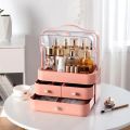 Double Door Desk Organizer with Drawer Makeup Storage Organizer Storage Drawers Case Makeup Holder Cosmetic Organiser Case for Desk Dorms Dressing Table. 