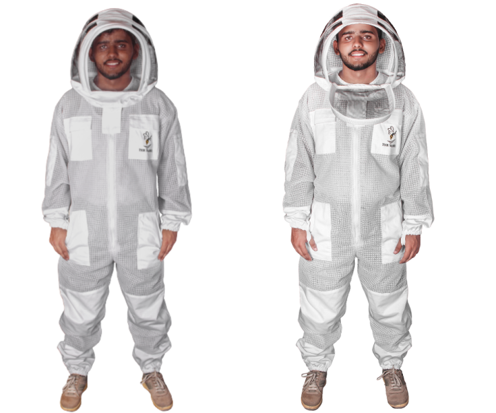 3 Layers Ventilated Bee Suit - Ultra Breeze Full Body Beekeeping Suits for Men & Women Beekeeper Bee Keepers with Fencing Veil Hat Hood (Small to 4XL Size Available)