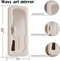 Irregular Wavy Full-Length Mirror - 63"x24" Wave Arched Floor Mirror with Flannel-Wrapped Wooden Frame (White). 