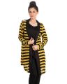 Black & Yellow Polyester Striped Shrug for Women. 