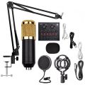 VM800 Condenser Microphone Mic Set with V8 Audio Mixer Sound Card Microphone Stand and Double Layer Pop Filter for Live Streaming Gaming Voice Recording Singing Smule Star Maker Microphone for Recording/Broadcasting/Gaming. 