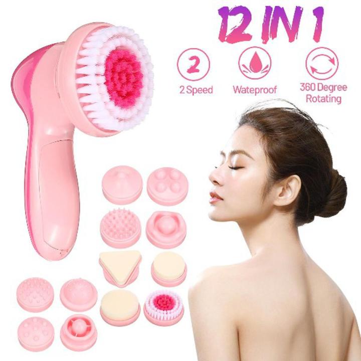 12 in 1 Multifunction Electric Facial Cleansing Brush Face Body Massager Kit Face Cleanser Blackhead Pore Removing Beauty Tool CNAIER AE-8781