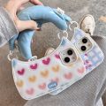 Cute Shoulder Bag Phone Case For apple iPhone 11 12 13 14 Pro Max 14pro Soft Cover Wrtst Strap Girly Heart Pink Shell Bracelet. 