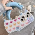 Cute Shoulder Bag Phone Case For apple iPhone 11 12 13 14 Pro Max 14pro Soft Cover Wrtst Strap Girly Heart Pink Shell Bracelet. 