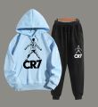 Cr7 Cristiano Ronaldo Printed Fleece Full Sleeves Pull Over Hoodie & Trouser For Men & Boys. 