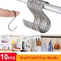 10pcs Stainless Steel S-Shape Hook Kitchen Bedroom Multi-function Railing S Hanger Hook Clasp Holder Hooks Hanging Storage Tools. 