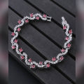 Luxury Silver Crystal Bracelet Rhinestone Charm Women Jewelry  - Pink Cib01. 