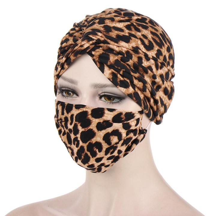 Twisted Hooded Cap Mask Set Aanti-seize Button Turban Hat Muslim Turban Hat Hijab Muslim Woman Hijab Caps