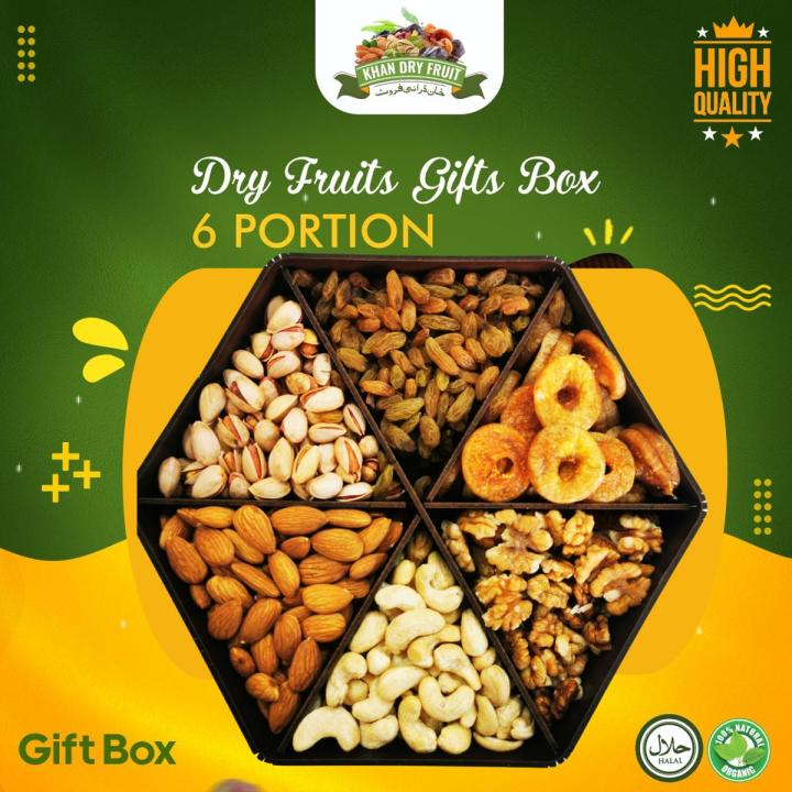 Dried Fruit Gift Basket  6 Portion Wooden Box, Dry Fruit Gift Boxes,