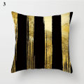 Black Gold Printing Pillowcases Peach Skin Pillow Case For Home Modern Simplicity Car Backrest Cover Multifunctional Sofa Decor. 